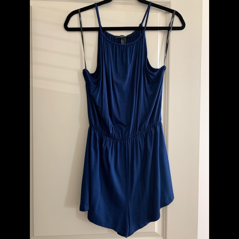 NWT Forever 21 Blue Shorts Romper Size M